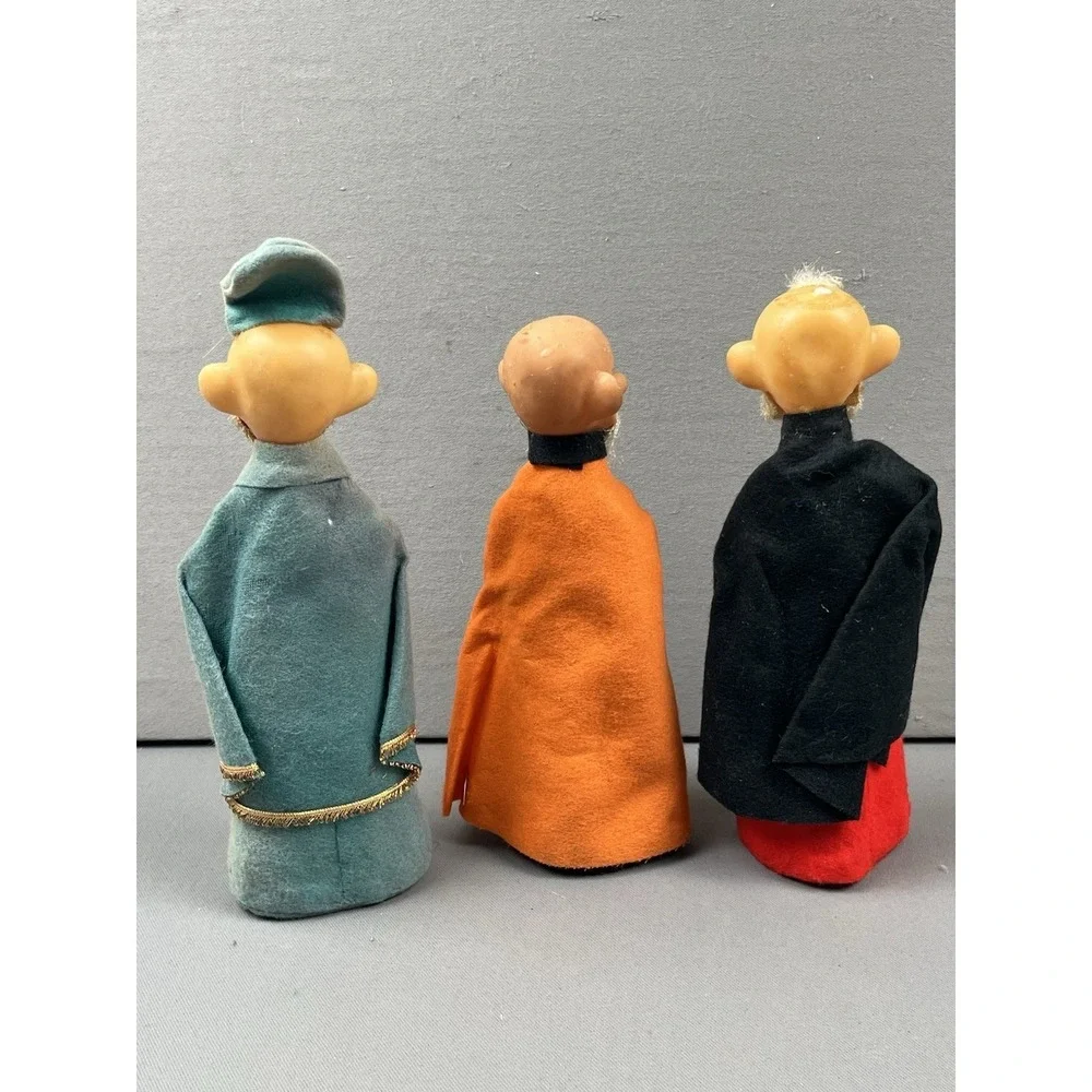 Vintage Christmas Pixie Elf 3 Wisemen 3 Kings Brite Star Plastic Face Japan RARE